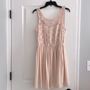Peach Lace and Crepe Dress